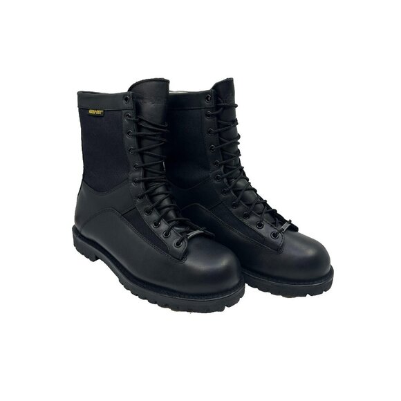 Bates Mens Leather Combat Boots Lace-up Gore Tex Size 8.5 US Black  02139 NEW - Picture 2 of 14